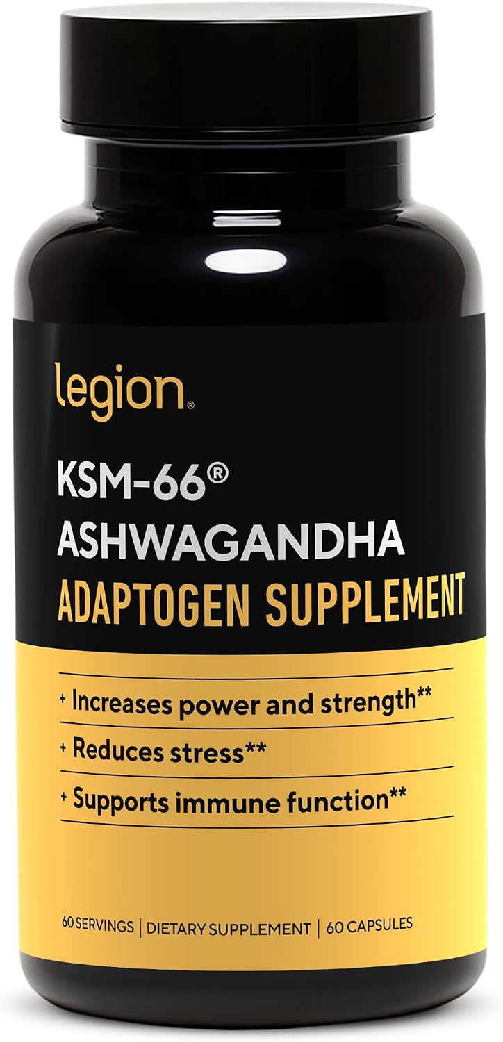 LEGION KSM-66® Ashwagandha Root Extract - Ashwagandha Root Powder Supplement to Improve Your Mood, Sleep & Athletic Performance - Extra Strength Ashwagandha Root Extract (60 Servings)