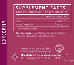 Apeiron Elementals NAC + Glycine Powder - 2500mg - Glutathione Production, Immune Support, & Cellular Energy Apeiron ElementalsBuy Supplements Australia