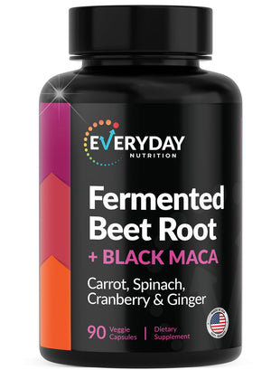 EVERYDAY NUTRITION Organic Fermented Beet Root & Black Maca Capsules with Carrot, Spinach, Cranberry & Ginger | Superfood for Energy, Stamina & Wellness | 90 Veggie Capsules | Made in USA EVERYDAY NUTRITIONBuy Supplements Australia