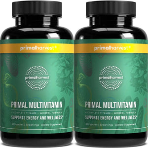 Primal Harvest Primal Multivitamin - Daily Multi-Vitamin Supplement with 21 Essential Vitamins & Minerals for Women & Men (2 Pack (30 Count)) Primal Harvest