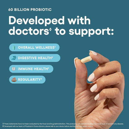 Physician's CHOICE Advanced Gut Health Bundle: 60 Billion Probiotics 30ct + Digestive Enzymes 60ct for Digestive, Gut, and Immune Health Supports Occasional Constipation, Diarrhea, Gas, and Bloating
