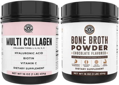 Left Coast Performance Chocolate Bone Broth and Multi Collagen Powder for Joint, Hair, Skin, and Nails Support