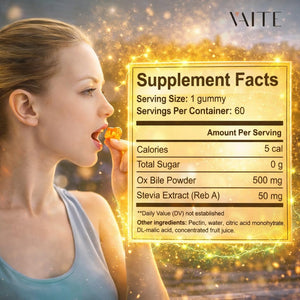 VAITE Ox Bile Gummies – 500mg Digestive Support for Gallbladder & Gut Health – Non-GMO, Sugar-Free Supplement – Helps Nutrient Absorption & Bile Flow – 60 Easy-to-Chew Bile Acid Chewables VAITEBuy Supplements Australia