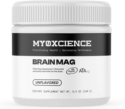 MYOXCIENCE Brain Mag | Magnesium L-Threonate Magtein & Magnesium Glycinate Powder (Unflavored) (60 Servings)