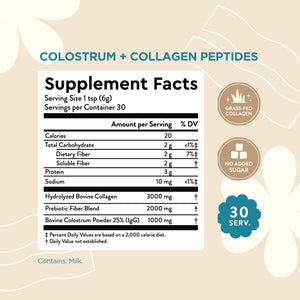 360 Nutrition Blends with Benefits Bovine Colostrum + Collagen Peptides Powder for Gut Health, Hair & Skin Beauty, Immune Support | Grass-Fed, No Added Sugar, Unflavored 6 oz 360 NutritionBuy Supplements Australia