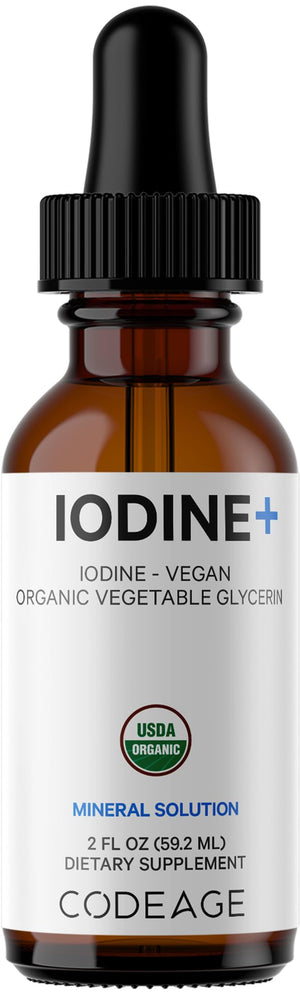 Codeage USDA Certified Organic Iodine Drops - 250 Mcg Per Serving - 1+ Year Supply - Liquid Iodide Supplement - Pure, Clear Iodine - Vegan Potassium Iodine Liquid Drop - 2 fl oz CodeageBuy Supplements Australia