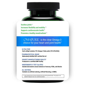OMAPURE Fish Oil Omega 3 Supplements - Triple Strength - High EPA, DHA - IFOS Lab Tested - Supports Heart & Brain Health - Burpless Capsules - Wild Caught - (3 Bottles - 120 Softgels Per Bottle)