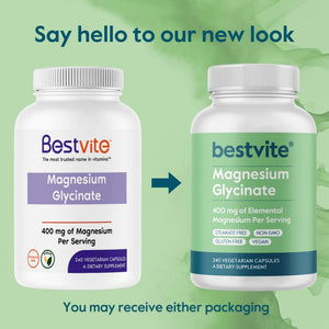 BESTVITE Filler-Free Magnesium Glycinate - 400mg of Magnesium per Serving (240 Veg Caps)- Chelated Bisglycinate for Muscle, Relaxation, Stress & Sleep Support* - For Men & Women - No Stearates - Vegan BESTVITEBuy Supplements Australia
