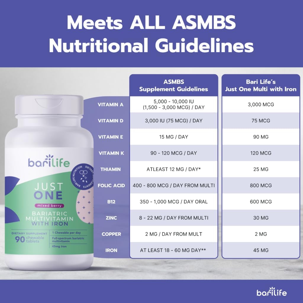 Bari Life Just One Chewable, Once Daily Bariatric Multivitamin and Iron