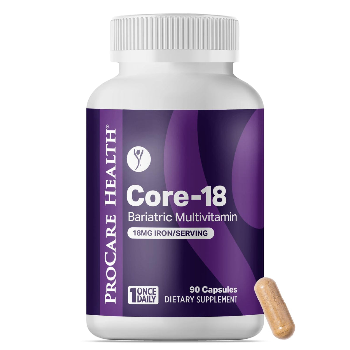 ProCare Health Core-18 Bariatric Multivitamin | 18mg Iron | Capsule | 30ct | Once Daily Capsule for Gastric Bypass, Sleeve & Post-Op Support – Easy-to-Swallow Capsules, No Artificial Colors, Gluten-Free