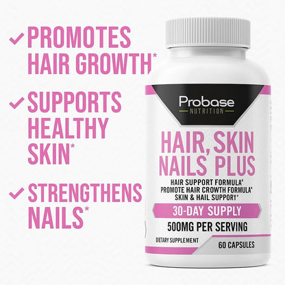 Probase Nutrition Hair, Skin and Nails Plus 60 Capsules 30-Day Supply