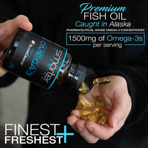 SmarterVitamins Omega 3 Fish Oil, Strawberry Flavor, Burpless, Tasteless, 2000mg, DHA EPA Triple Strength, Made with AlaskOmega®
