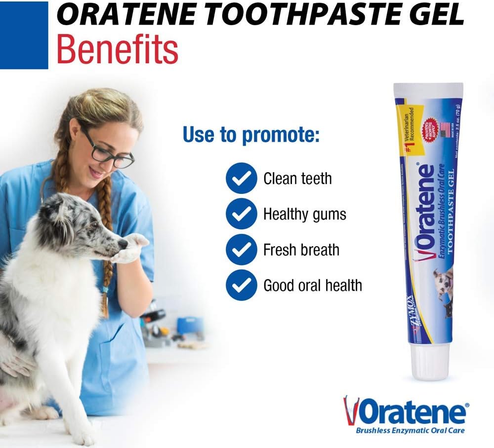 Pet King Brands ZYMOX Oratene Brushless Toothpaste Gel for Dogs and Cats, 2.5oz