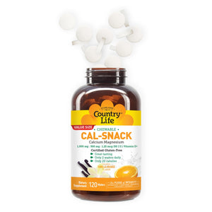 Country Life Cal-Snack - Chewable Calcium Magnesium Supplement wafers with Vitamin D3, Easy to Digest, Vanilla Orange Flavor, Dietary Supplement Country LifeBuy Supplements Australia