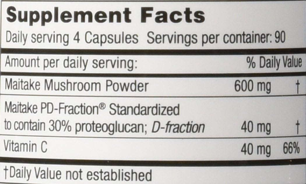 MUSHROOM WISDOM Maitake Mushroom Extract D-Fraction 360 Capsules
