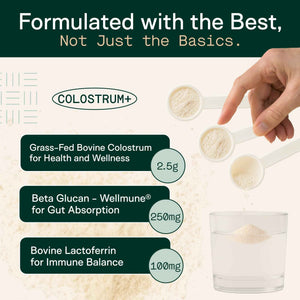 Adapt Naturals Colostrum Supplement with Lactoferrin & Beta-Glucan, Bio-Avail Grass Fed Bovine Colostrum Powder for Gut Health, Immune Support & Vitality