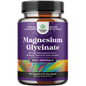 Pure Magnesium Glycinate Supplement 500mg - Magnesium for Sleep and Rest Capsules for Men & Women - Unflavored Vegan High Absorption Pills for Relaxation Support - 120 Count Natures CraftBuy Supplements Australia
