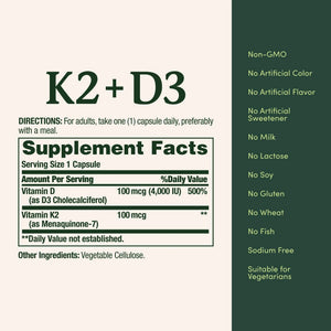 Nature’s Bounty Vitamin D3 K2 Supplement, 4000 IU Vitamin D3 plus 100 mcg of Vitamin K Supplements Nature's Bounty