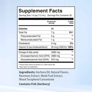 5X Ultimate Strength Omega 3 Fish Oil Liquid with Vitamin D, Burpless Liquid Fish Oil Supplements with High EPA and DHA Omega