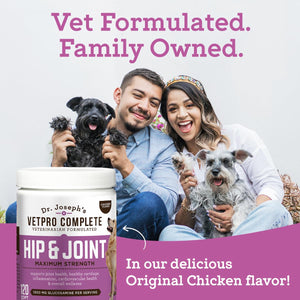 Dr. Joseph's VetPro Complete Dog Hip & Joint Supplement for Arthritis Pain Relief – High-Strength Glucosamine & Chondroitin Chews for Senior Dogs – Vet Formulated Daily Treats, Chicken Flavor, 120 Ct VetPro CompleteBuy Supplements Australia