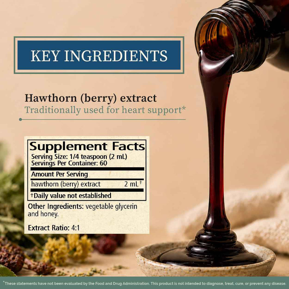 Wise Woman Herbals Hawthorn Botanical Syrup, Alcohol-Free Hawthorn Berry Solid Extract 4:1, Promotes Healthy Circulation, Antioxidant Protection, Herbal Cardiovascular Support, 4 Fl Oz