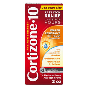 Cortizone-10 Maximum Strength Water Resistant Itch Relief Ointment, 1% Hydrocortisone, Fast-Acting, Anti-Itch Cream for Bug Bites, Rash, Eczema, Psoriasis, Poison Ivy, Oak, Sumac & More, 2 oz Cortizone 10Buy Supplements Australia
