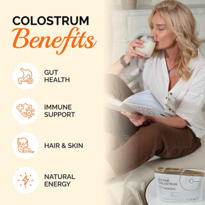 Folqs Bovine Colostrum Powder – First-Day Milking for Immune & Gut Support – 60 Servings – Supports Skin & Tissue Health – Made in USA - Amino Acids,