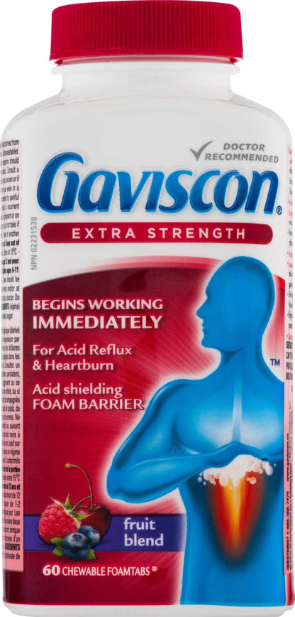 Gaviscon Extra Strength Fruit Antacid 60 Tablets