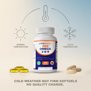 Vitamatic Vegan Omega 3-6-9 Complex 1250mg | Flaxseed, Olive, Borage & Algae Oils | Plant-Based Omegas | 120 Softgels VitamaticBuy Supplements Australia