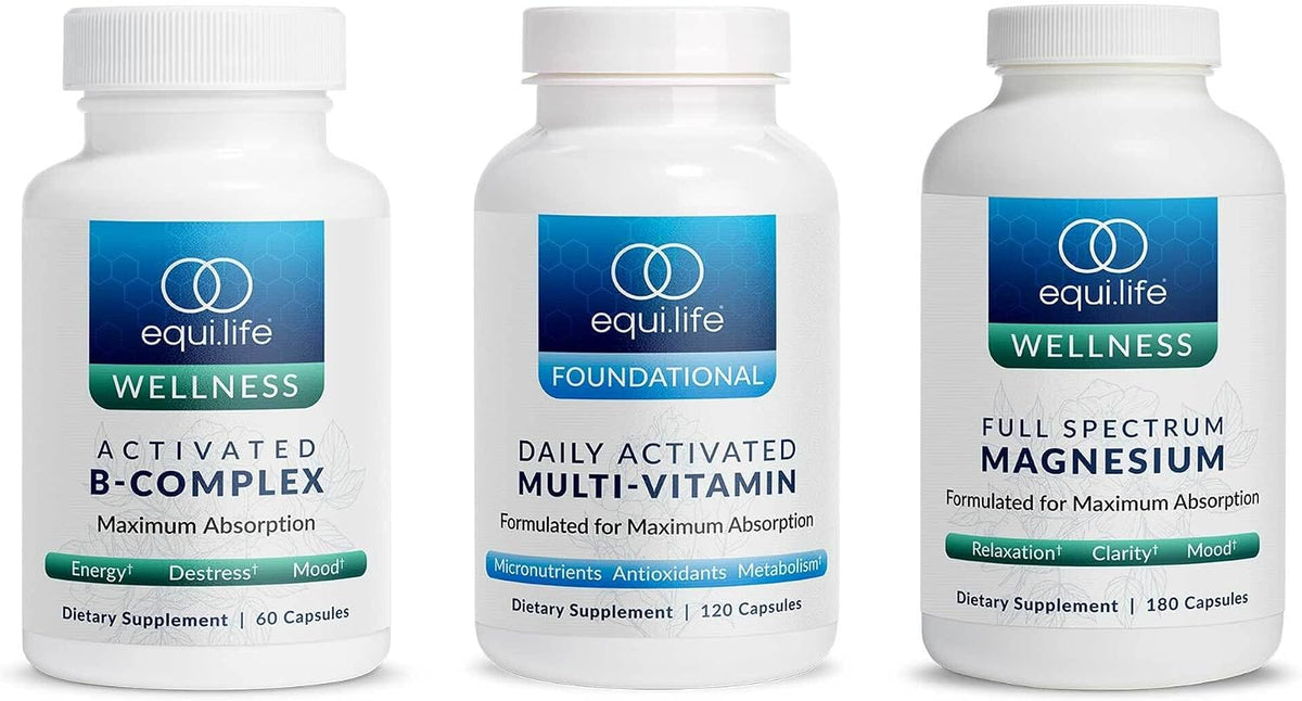 Equilife - Activated B Complex (60 ct.), Full Spectrum Magnesium (180 ct.), Daily Activated Multi-Vitamin (30 Servings)