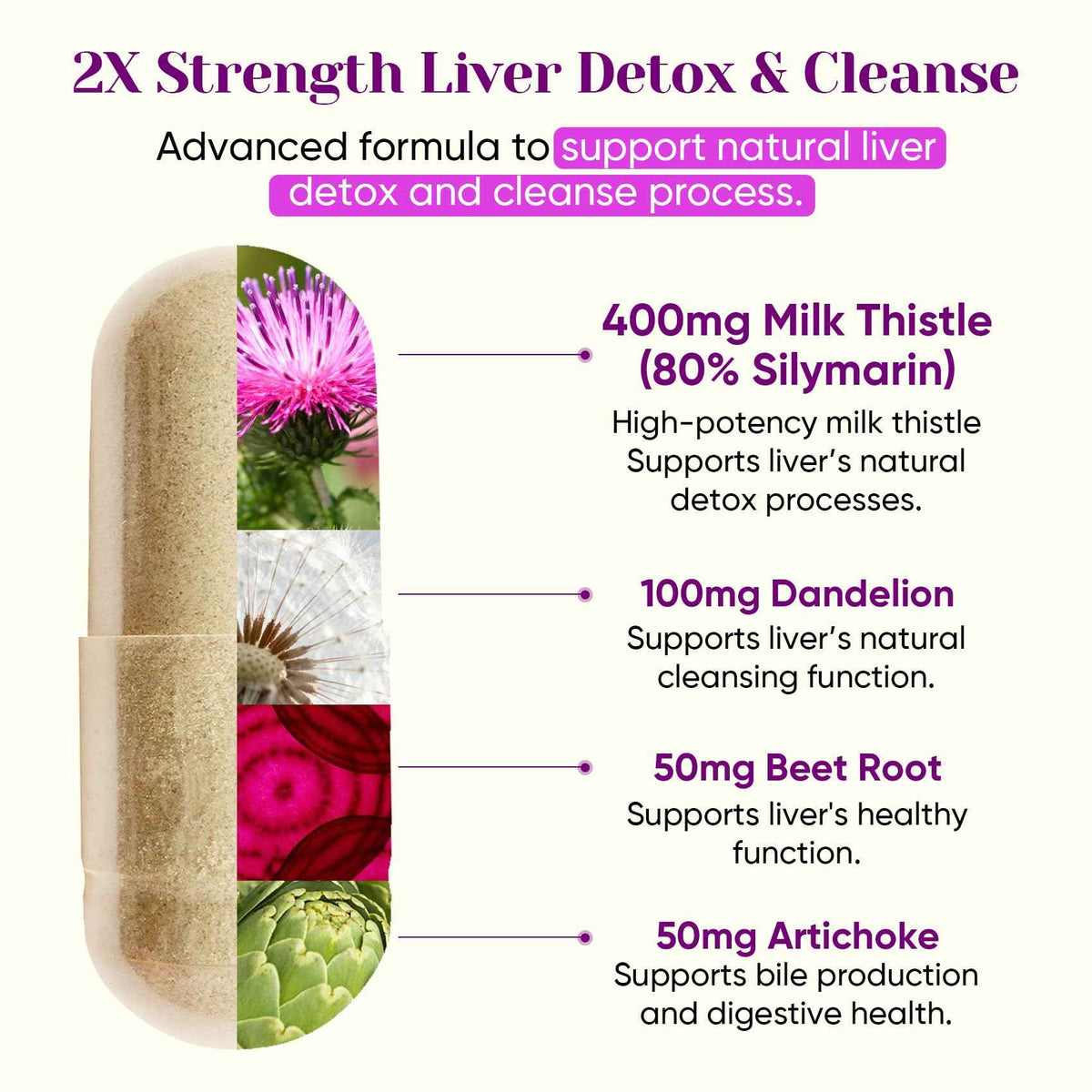 Fidus Milk Thistle Liver Liver Cleanse Detox & Detox Capsules - 400mg Silymarin with TUDCA, NAC, Turmeric & Dandelion Root for Liver Support - 60 Capsules