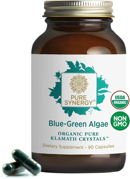 PURE SYNERGY Blue-Green Algae Capsules | Superfood with Chlorophyll | Organic Superfood Supplement from AFA Blue Green Algae | Supports Energy, Mental Clarity, and Detoxification (90 Capsules)