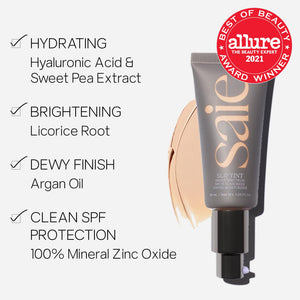 Saie Slip Tint Tinted Moisturizer with SPF 35 - Light Coverage, Glowy Skin Tint & Mineral Sunscreen for Face with Hydrating Hyaluronic Acid - Summer Makeup Essential - Shade Three + Half (1.35 oz) SaieBuy Supplements Australia