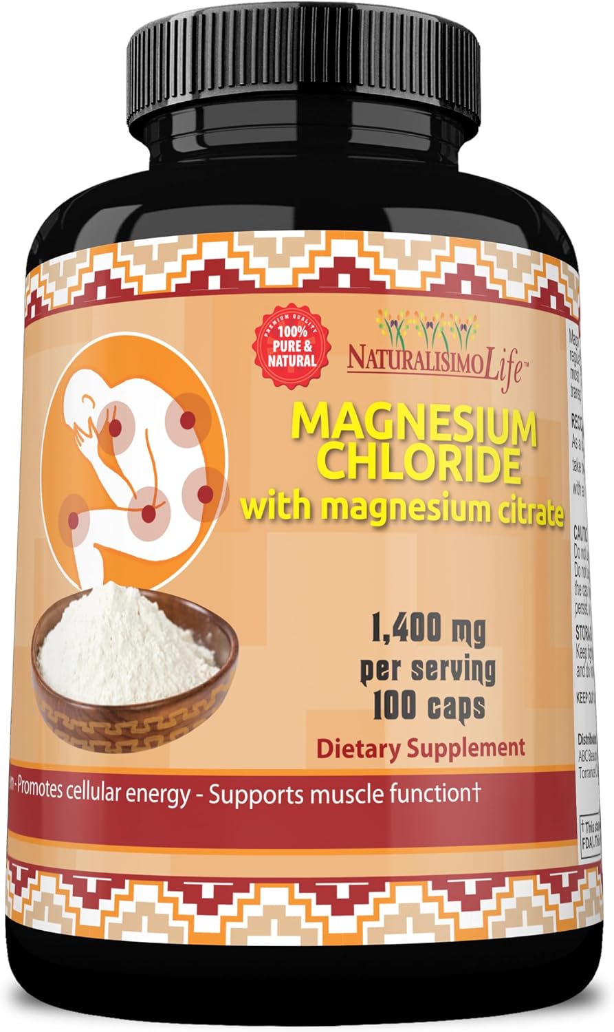 Magnesium Chloride (Cloruro de Magnesio) 1,400 mg per serving high absorption with Magnesium Citrate