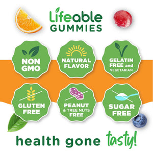 Lifeable Sugar Free Multivitamin Gummies | with Iron Vitamin A, C, D, E, Niacin, B6, Folate, B12, Biotin, Pantothenic Acid, Zinc | Lifeable