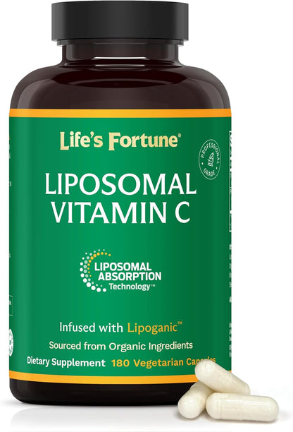 Life's Fortune Liposomal Vitamin C 2100 mg, Fast Acting Absorption, Higher Bioavailability Supporting Immune System, High Antioxidant Supplement Formula – Collagen Booster – 180 Capsules