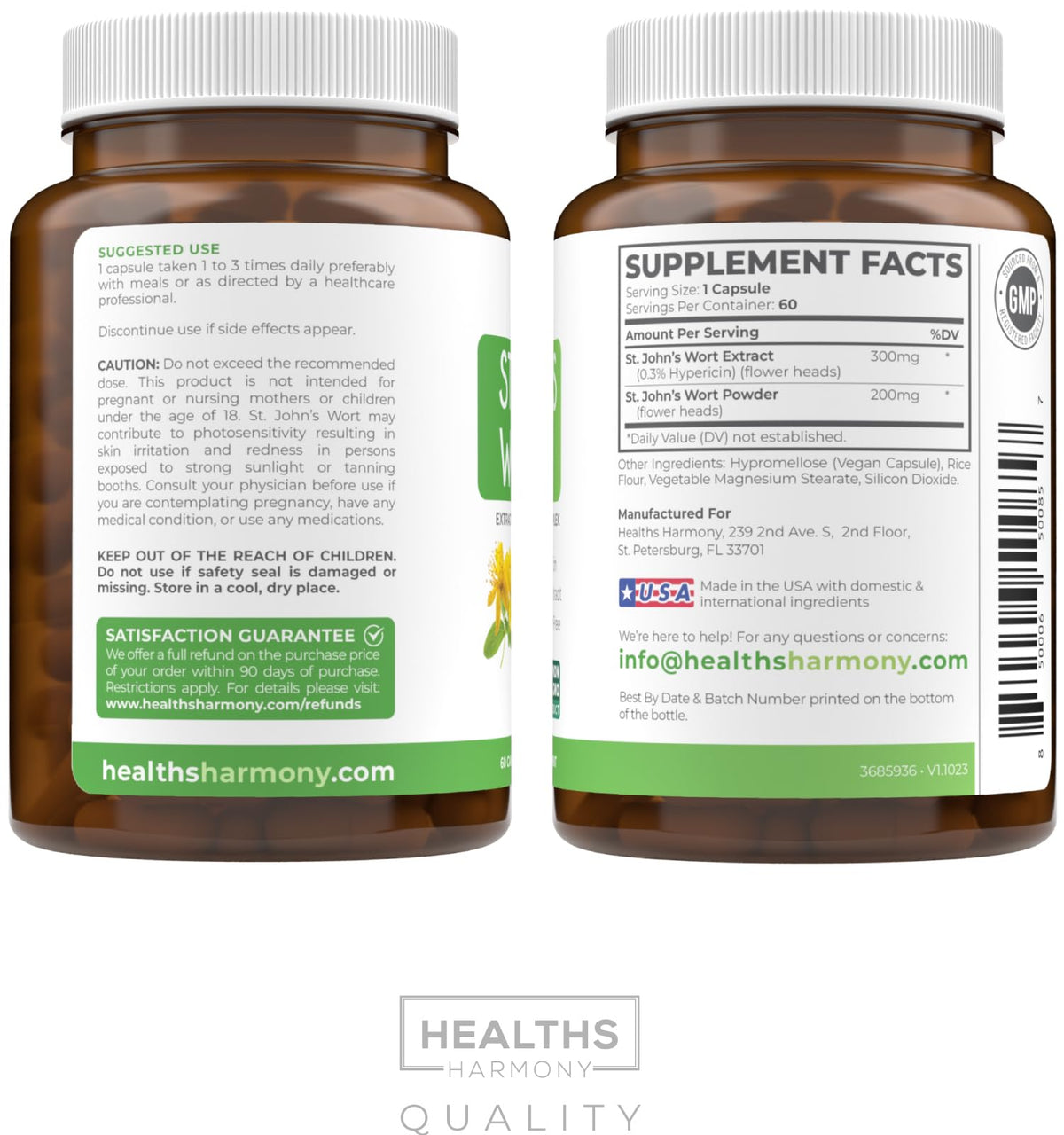 St John's Wort Capsules - Powerful & Potent Saint John's Wort Extract & Whole Herb Complex Standardized to 900mcg Hypericin for Balancing Daily Mood Support - Vegan Non-GMO & Lab Verified (120 Caps)