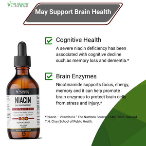 The Healthy Life 4 ME Vitamin B3 Niacinamide Liquid | 20mg Serving 60 Days Supply | Vitamin B Liquid Drops | 2oz Clear