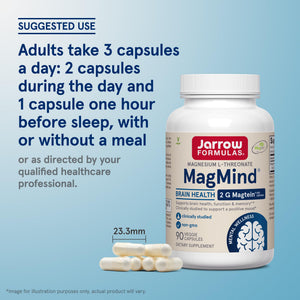 Jarrow Formulas Magnesium L-Threonate, MagMind Magtein Magnesium Supplement, Brain Supplements for Memory Support, 90 Veggie Capsules, Up to a 30 Day Supply Jarrow FormulasBuy Supplements Australia