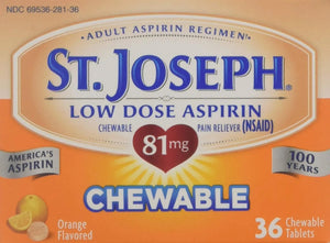 St. Joseph Orange Chewable 81mg Aspirin, 36 Tablets (Pack of 6) St. JosephBuy Supplements Australia