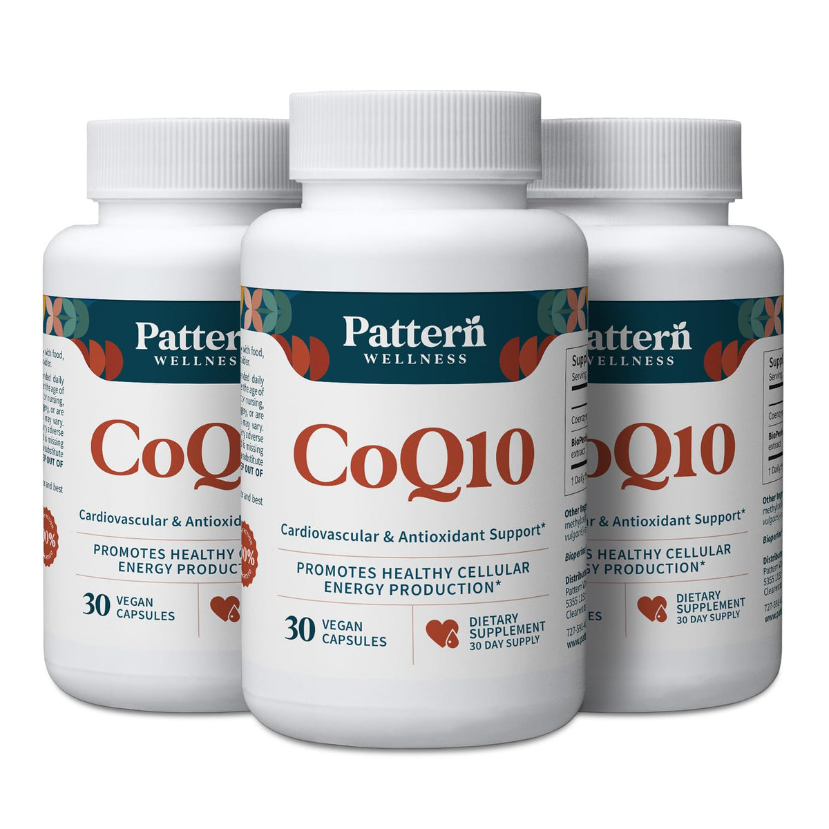 Pattern Wellness CoQ10 – 200mg Ubiquinone with BioPerine® Black Pepper Extract – Cellular Energy & Vitality Support – Non-GMO – 30 Vegan Capsules*