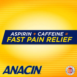Anacin Aspirin & Caffeine Fast Pain Relief, Eases Minor Aches and Pains Due to Headache, Muscle Aches & Arthritis, 300 Count ANACINBuy Supplements Australia