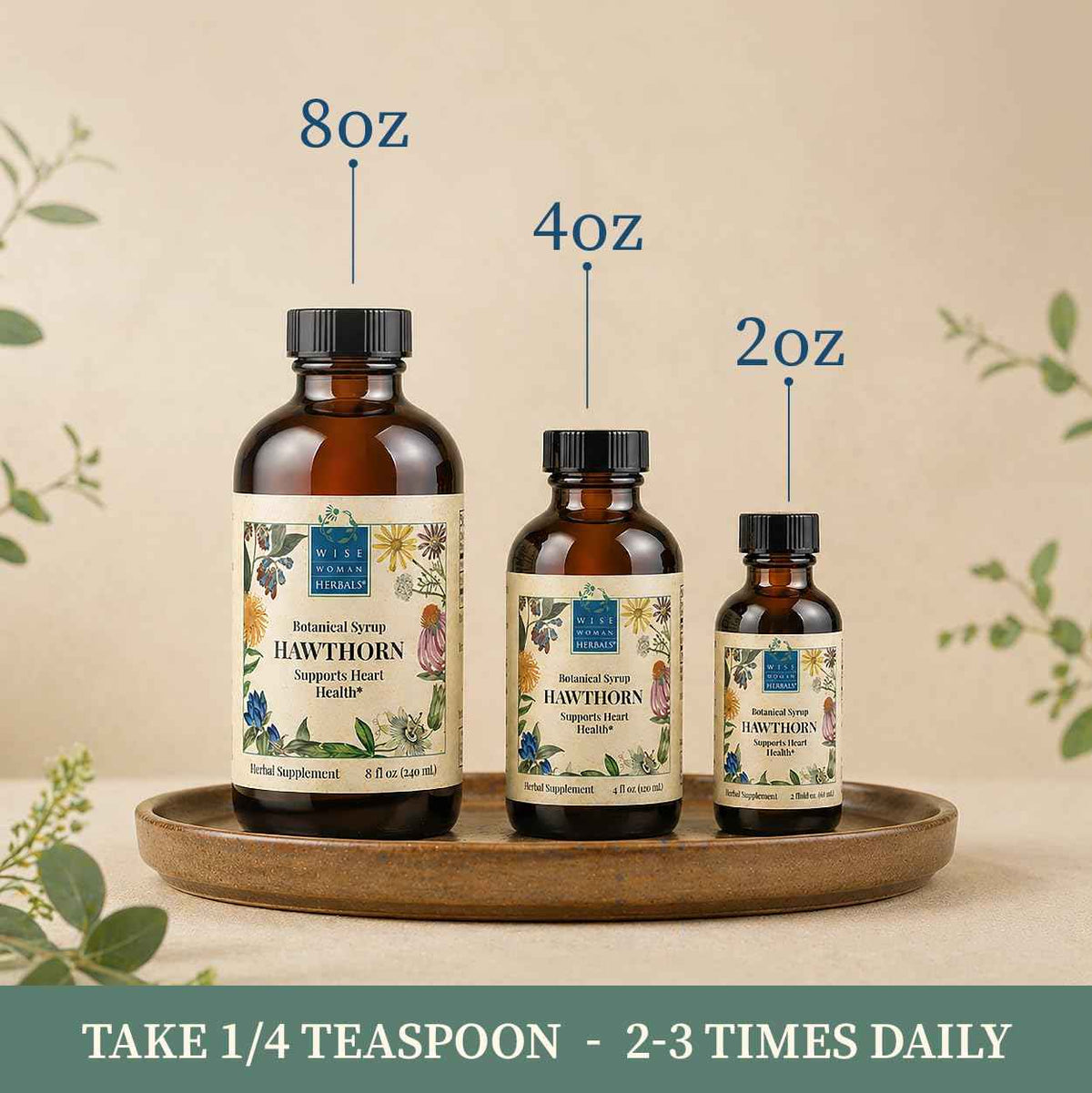 Wise Woman Herbals Hawthorn Botanical Syrup, Alcohol-Free Hawthorn Berry Solid Extract 4:1, Promotes Healthy Circulation, Antioxidant Protection, Herbal Cardiovascular Support, 4 Fl Oz