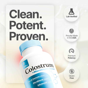 Prime Powders Colostrum Capsules | Grass-Fed Bovine Colostrum with Akkermansia Probiotic 1B AFU | Microbiome & Gut Support