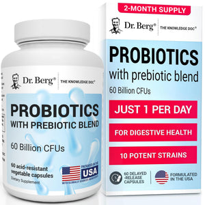 Dr. Berg Probiotic Supplement (60 Billion CFUs) - Helps Ease Occasional Constipation, Diarrhea, Gas & Bloating* - Pre and Probiotics for Digestive Health - 60 Probiotic Capsules Dr. Berg NutritionalsBuy Supplements Australia