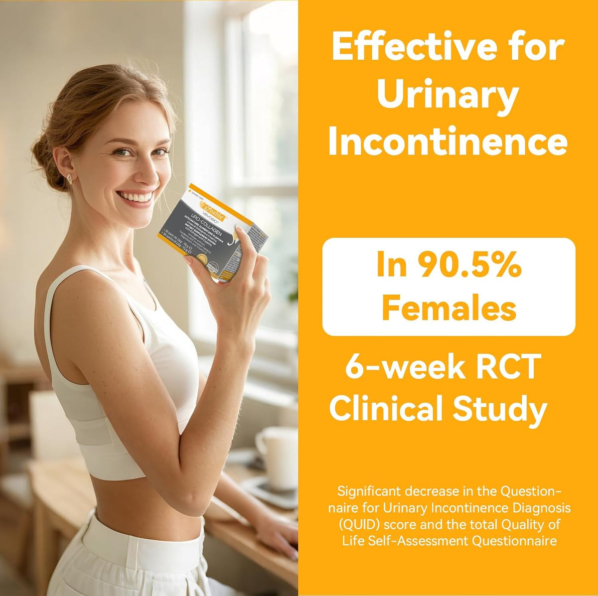 Gynable UROCollagen,Bladder Control Supplement for Women,Urinary Tract Health, Strengthen Pelvic Floor Muscles,Urinary Leakage,Female Care,with Creatine,Natural Lemon Flavored