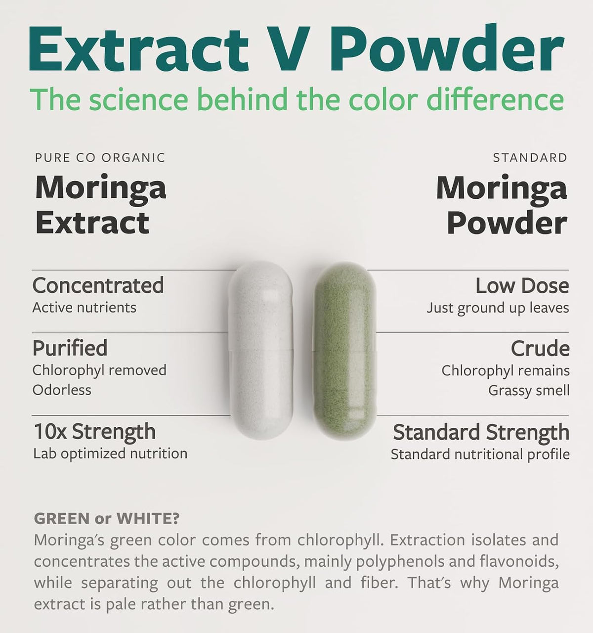 USDA Organic Moringa Capsules - High Potency Organic Moringa 500mg Extract 10:1 Per 1 Capsule Serving - Nutrient Dense Green Superfood Antioxidant - Vegan & Non-GMO Moringa (2 Month Supply)