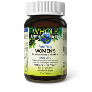 Natural Factors Whole Earth & Sea Women's Multivitamin & Mineral, Whole Food Supplement, Vegan, 120 Tablets Natural Factors