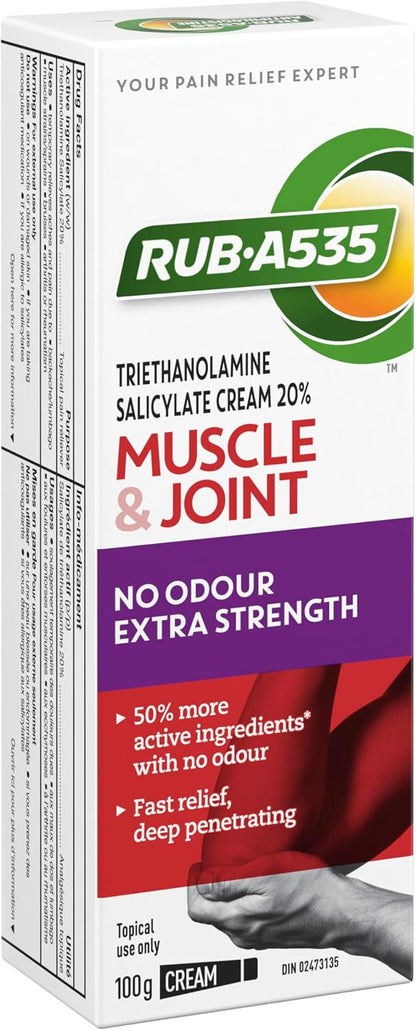 RUB A535 ULTRA STRENGTH NO ODOUR CREAM For Deep Penetrating Relief of Muscle, Joint & Arthritic Pain 100 g