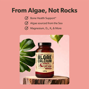 sapling Calcium Supplement - Whole Food with Vitamin K2 & D3, Magnesium, Zinc, Boron, Mineral Complex. Sourced Sustainably from Red Algae. for Bone Strength